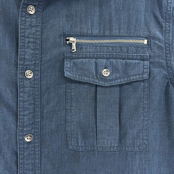 Rock & Republic Mens Blue 100% Cotton Short Sleeve Casual Button Up Shirt Size L - Picture 3 of 8